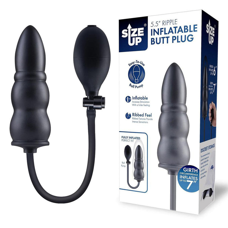XGEN Products Size Up Ripple Inflatable Butt Plug Black
