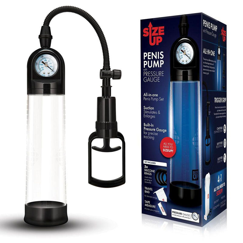 Xgen Products Size Up Penis Pump With Pressure Gauge Clear