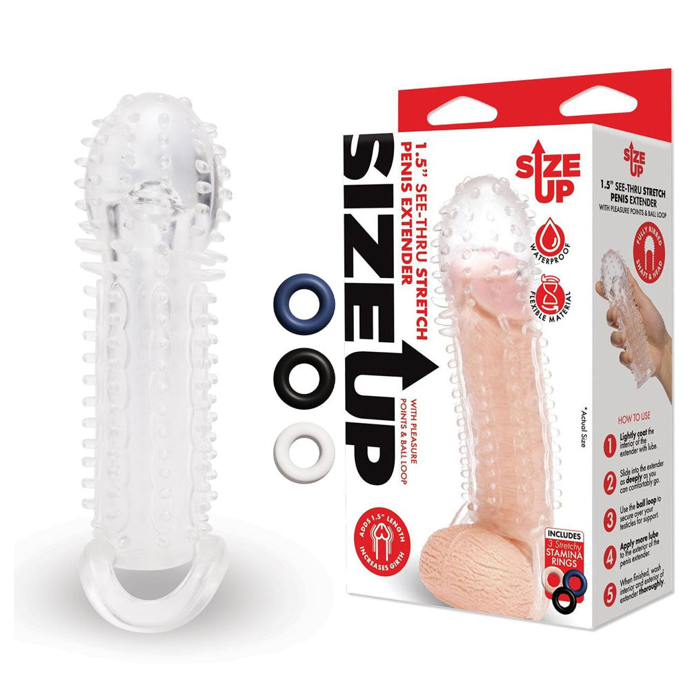 Xgen Products Size Up See Thru Stretch Penis Extension Sleeve 1.5 Inch Xgen Products