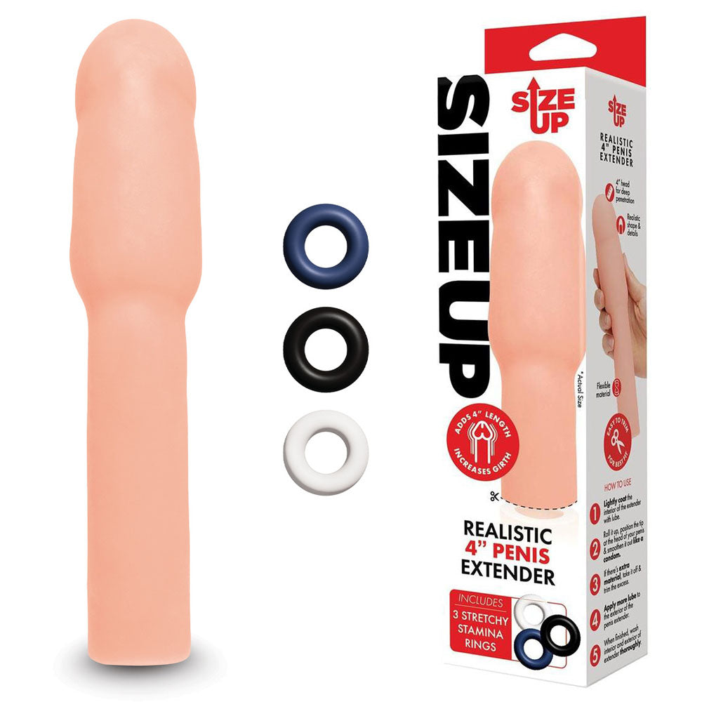Xgen Products Size Up Realistic Penis Extension Sleeve 4 Inch Xgen Products