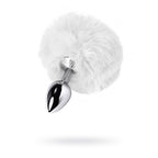 Metal Silver Anal Plug Small W White Tail
