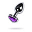 Metal Silver Anal Plug W Purple Heart Crystal Small