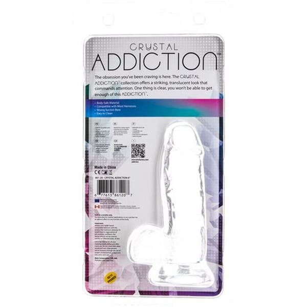 Addiction Crystal Dildo With Balls Clear 6 Inch Clear Addiction