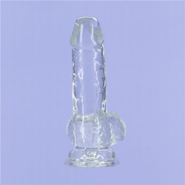 Addiction Crystal Dildo With Balls Clear 6 Inch Clear Addiction Main image