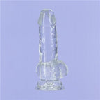 Addiction Crystal Dildo With Balls Clear 6 Inch Clear Addiction