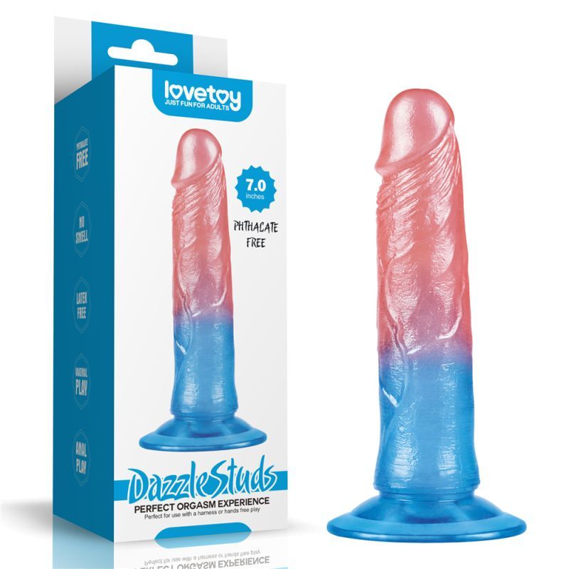 Lovetoy Dazzle Studs Dildo 7In Pink/Blue Main image