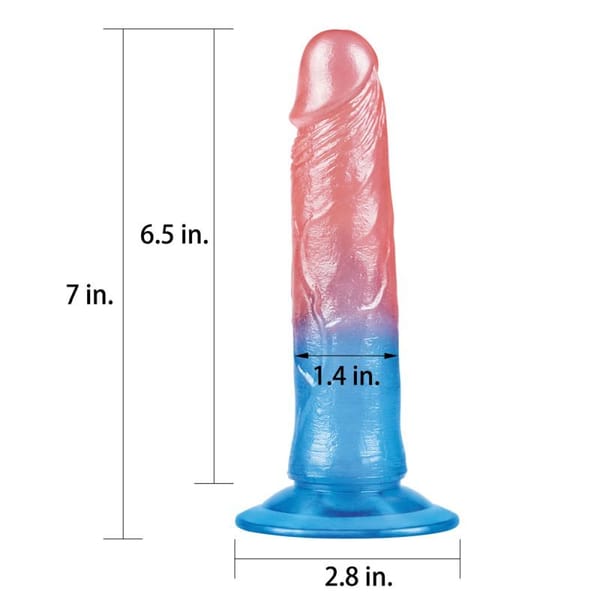 Lovetoy Dazzle Studs Dildo Pink Blue 7 Inch Secondary image