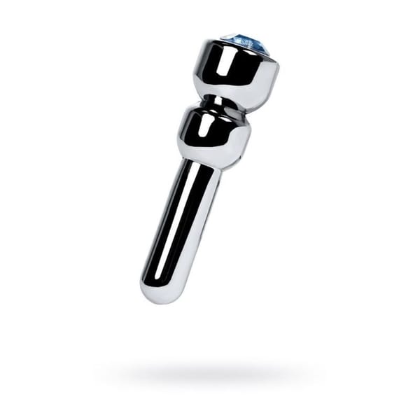 Metal Urethral Plug With Sapphire Rhinestone Silver Small Secondary image