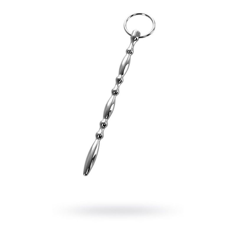 Metal Silver Beaded Urethral Plug W Ring
