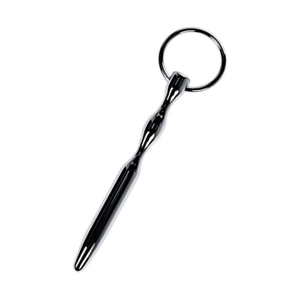 Metal Bullet Shaped Urethral Plug With Ring Silver Secondary image