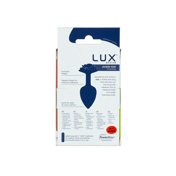LUX Active Purple Rose Metal Butt Plug 3 Inch LUX Active