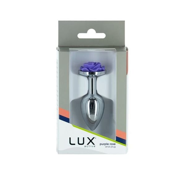 LUX Active Purple Rose Metal Butt Plug 3 Inch Secondary image