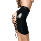 Glossy Leanne Wetlook Mini Skirt Black L Glossy