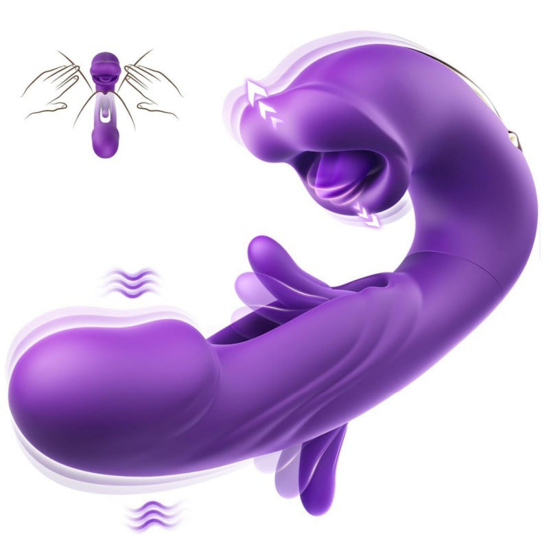 3-in-1 mouth slap tongue vibrator female 7-frequency sucking button G-spot masturbator_Purple Main image