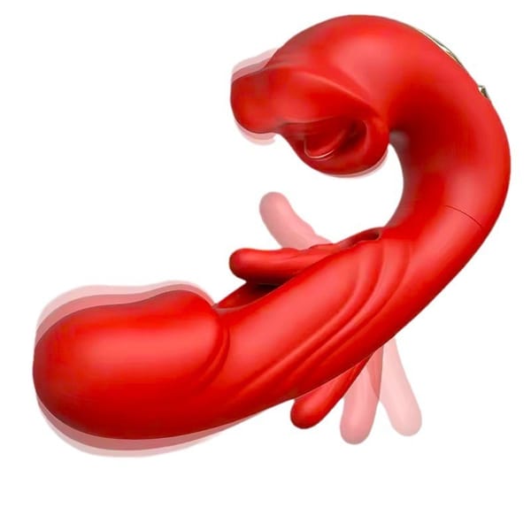 3 In 1 Tongue Licking & Suction G Spot Vibrator Red LOVVA
