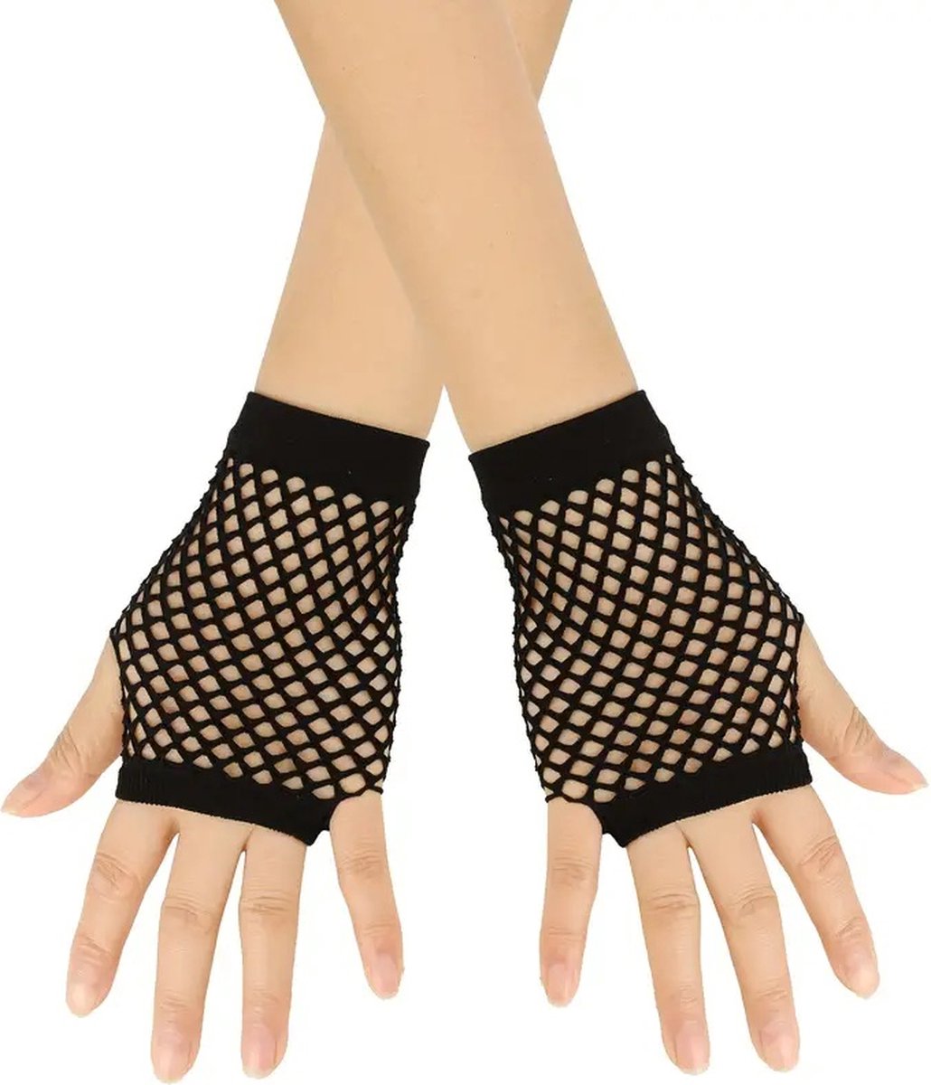 Fisnet Gloves | Erotic Gloves | Costume Gloves | Half Finger | 1 Pair | Black