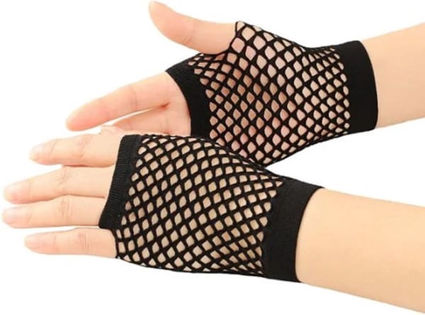 Fishnet Half Finger Costume Gloves Black LOVVA
