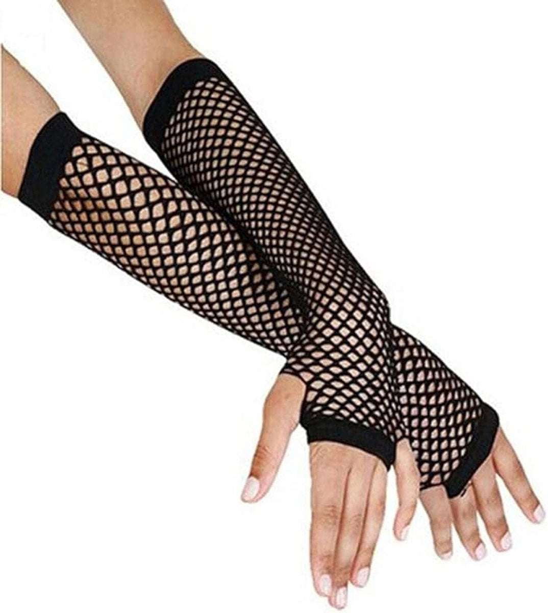 Sexy Lace Gloves-Erotic Gloves-Long Mesh Fingerless Gloves for Women - Black - One Size Fits All Main image