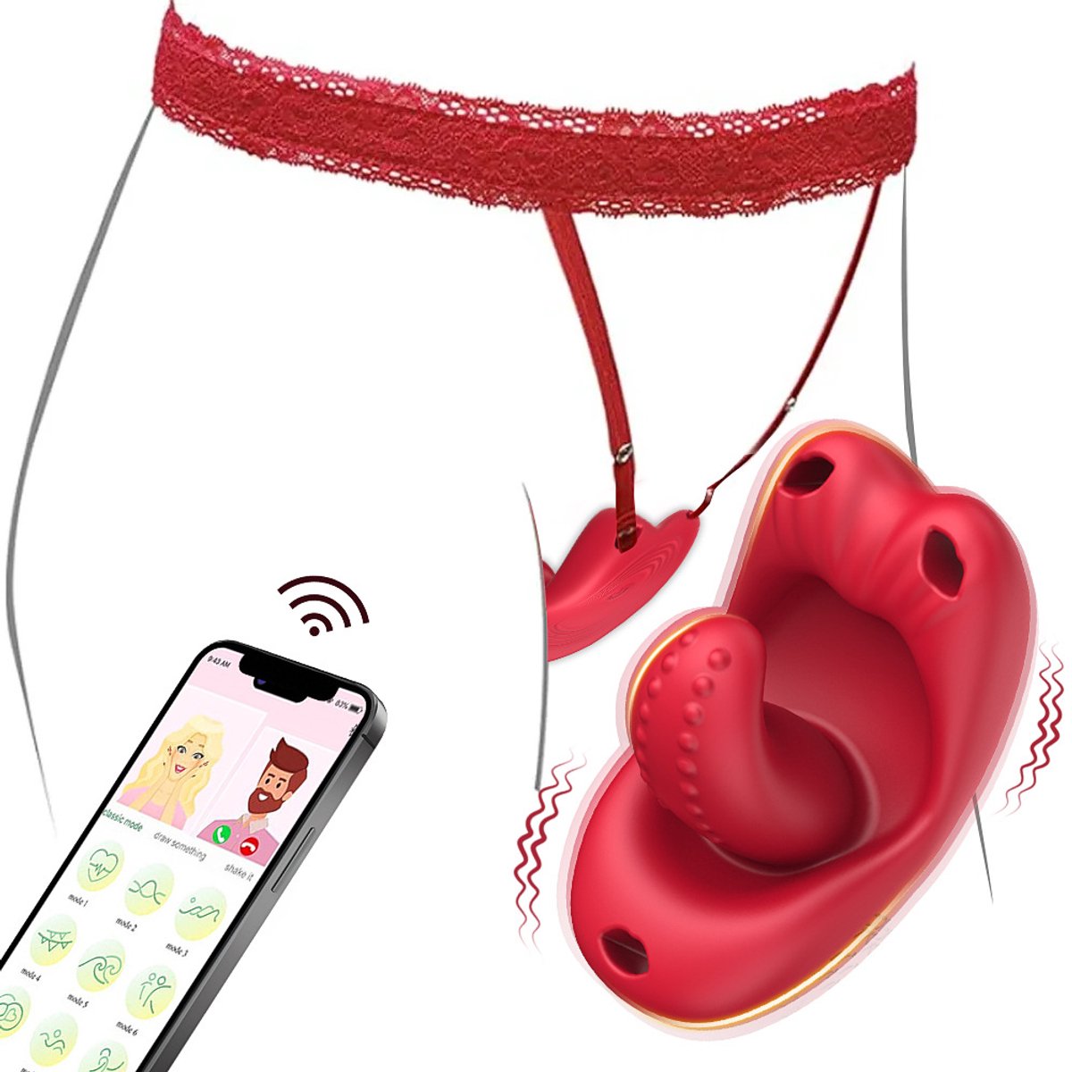Vibrator - Dildo - Dildo Vibrator for Women | Vibrating Toy for Women with Remote Control - Vibrating Panties as a Gift for Long-Distance Relationships - Sucking and Thrusting Sensory Vibrating Toy - APP Remote Control Main image