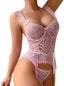 Sexy lingerie - Floral lace bodysuit - Suspender belt - Backless - Sexy lingerie set - Crotchless panties - Seductive lingerie - Valentine's Day gift - Pink - Size XL