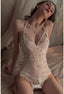 Sexy lingerie - Floral lace bodysuit - Halter neck - Open back - Seductive lingerie - One size - White