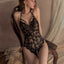 Sexy lingerie - Floral lace bodysuit - Halter neck - Open back - Seductive lingerie - One size - Black