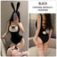 Mub- Anime cosplay bunny sexy costume open crotch bodysuit with headband set GR2328 Black Black—max Black