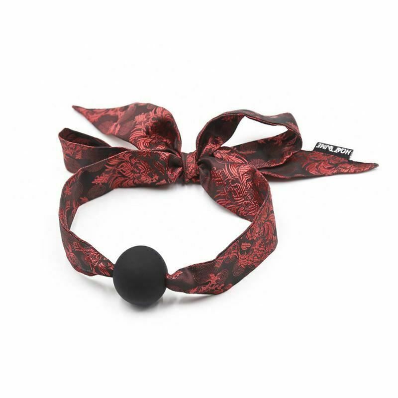 House Of Dasein Black Red Ball Gag Chinese Pattern Mouth Bondage Kink Bdsm Fetish Restraints - Red