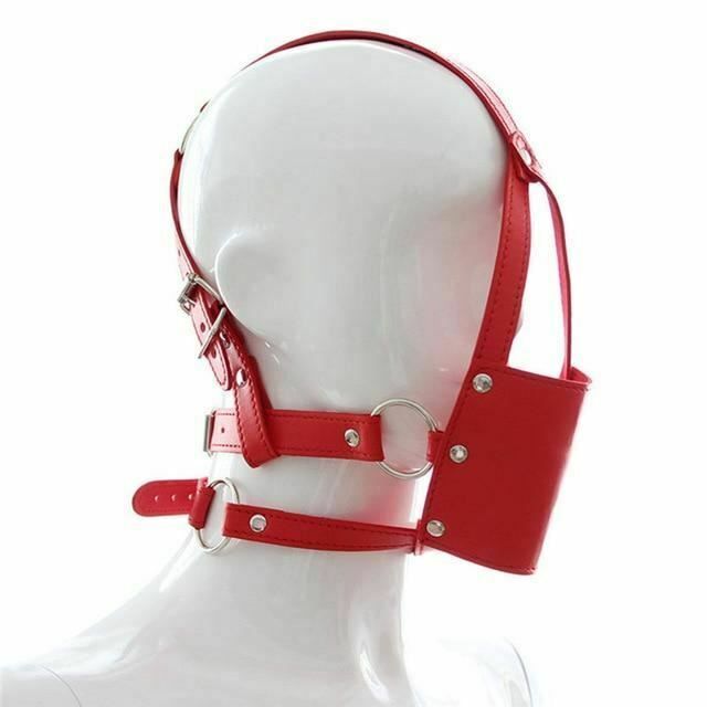 House Of Dasein Head Harness Ball Gag Black Red Bdsm Kink Fetish Restraints - Red