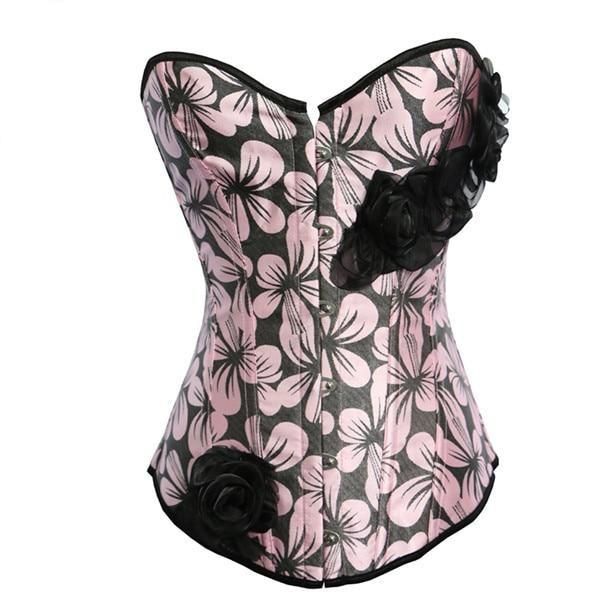 House Of Dasein Floral Over Bust Corset Erotic Lingerie Kink Bdsm Fetish - Pink - Xxl Main image