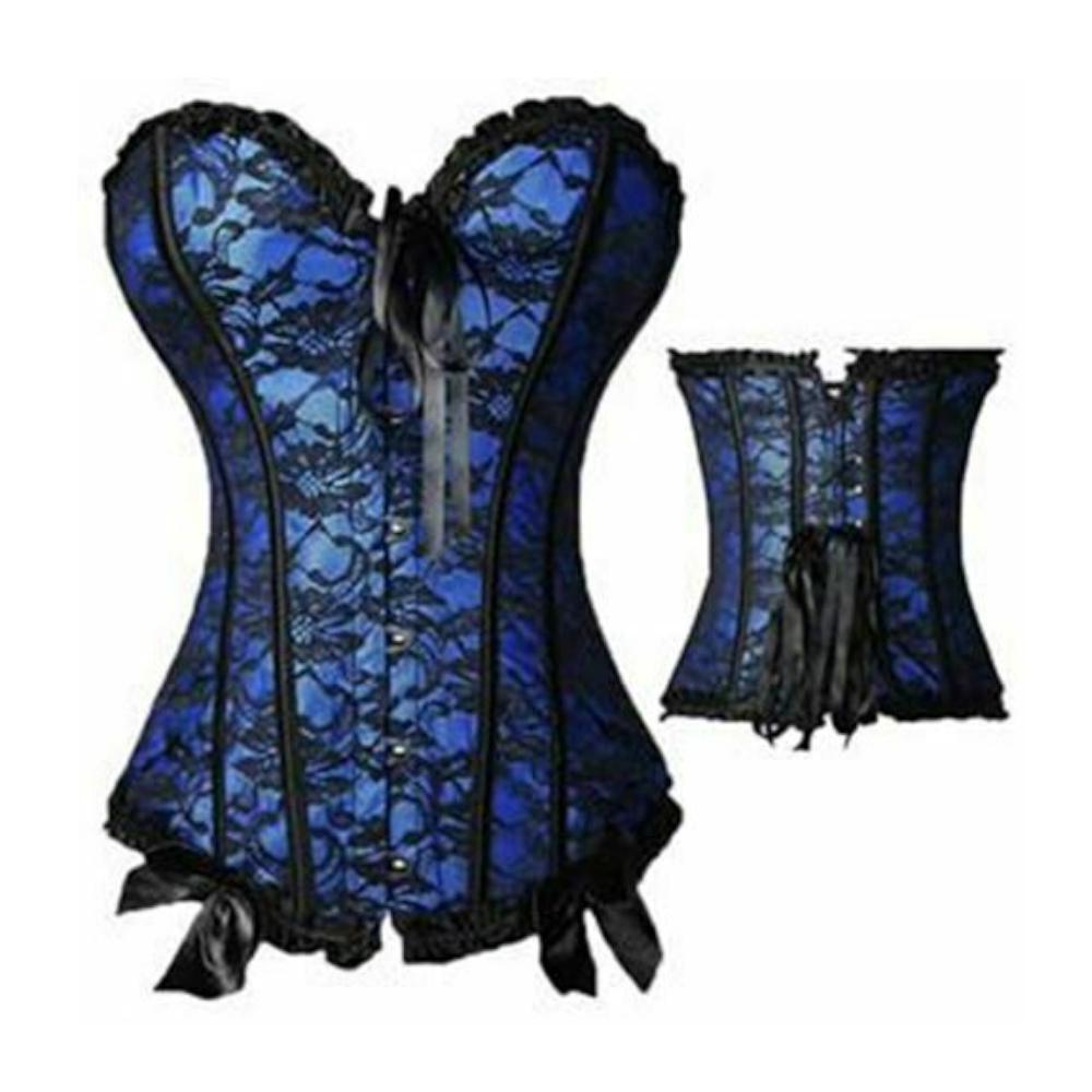 House Of Dasein Blue Black Over Bust Corset Lingerie Women Kink Bdsm Fetish Clothing - Blue - 4Xl