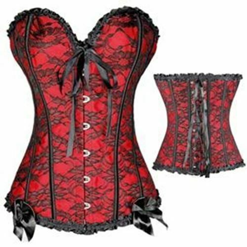 House Of Dasein Black Floral Corset Over Bust Lingerie Kink Bdsm Fetish Clothing - Red - 4Xl Main image