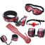 House Of Dasein Red Black 6Pc Spanking Paddle Gag Cuffs Collar Blindfold Bondage Kink Fetish Kit - Red