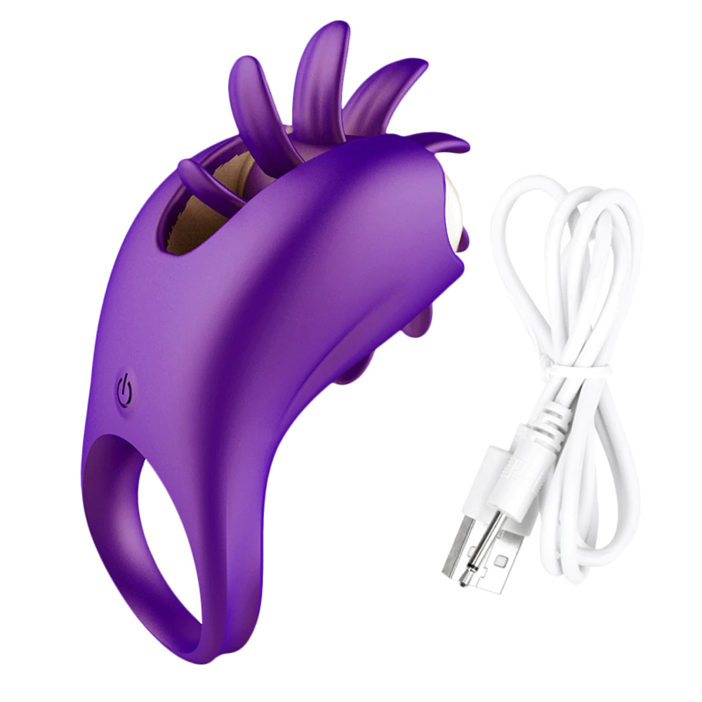 House Of Dasein Tongue Licking Vibrator Cock Ring Double Stimulation Couples - Purple