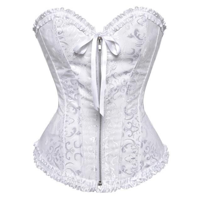 House Of Dasein White Floral Corset Sweetheart Bustline Zip Front - White - M Main image