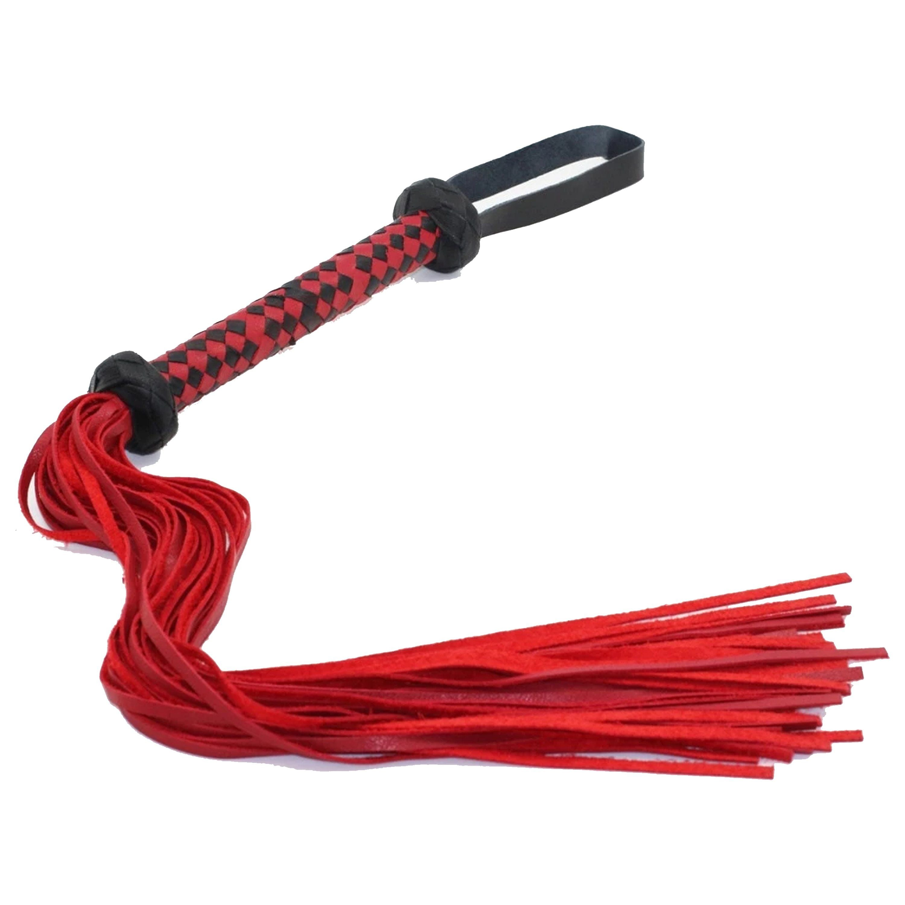 House Of Dasein Red Black Suede Leather Flogger Bdsm Impact Play Spanking Whip - Red Main image