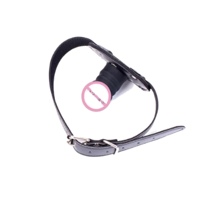 House Of Dasein Black Silicone Dildo Gag Phallic Mouth Muzzle Bondage Restraint - Black - 6Cm
