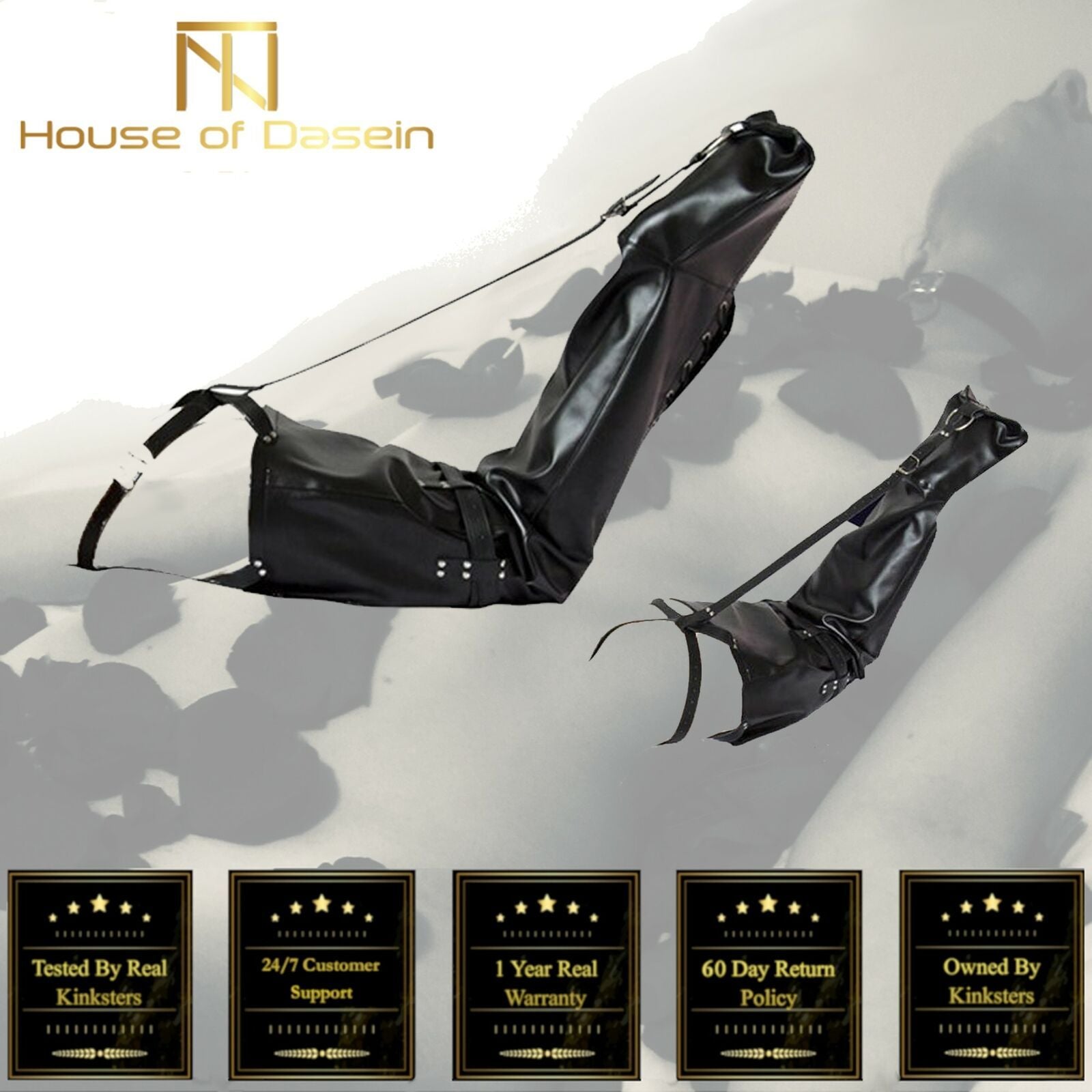 House Of Dasein Black Leather Leg Binder Mermaid Bondage Kink Bdsm Fetish Restraints - Black