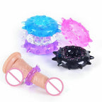 House Of Dasein Bdsm Silicone Cock Ring Snowflake Shape Ejaculation Delay Black Pink Blue Purple - Clear
