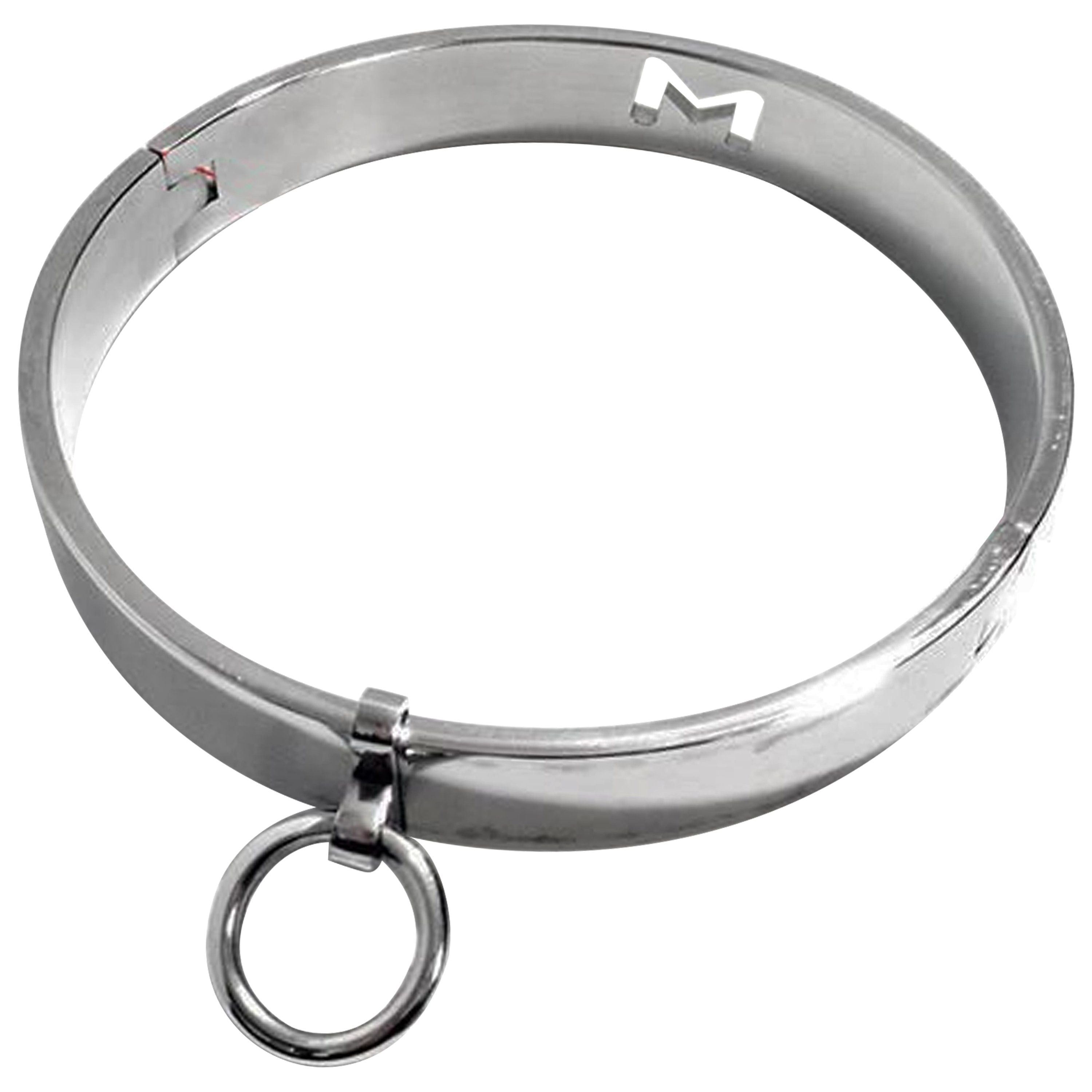 House Of Dasein Locking Metal Collar Bdsm Slave Play Bondage Kink Fetish Restraints - Silver - Dia.145Mm