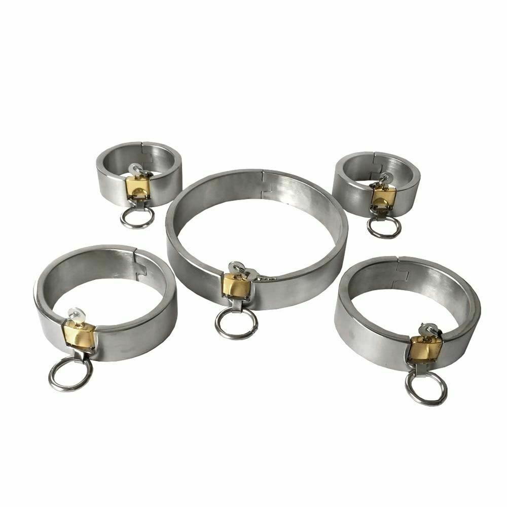 House Of Dasein Stainless Steel Locking Bdsm Handcuffs Collar Shackles Restraints Kit - Male Main image