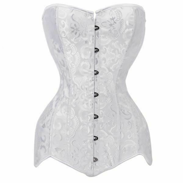 House Of Dasein Over Bust Hourglass Body Shaper Corset Black White Long Torso Bdsm Kink Fetish - White - Xxxl Main image