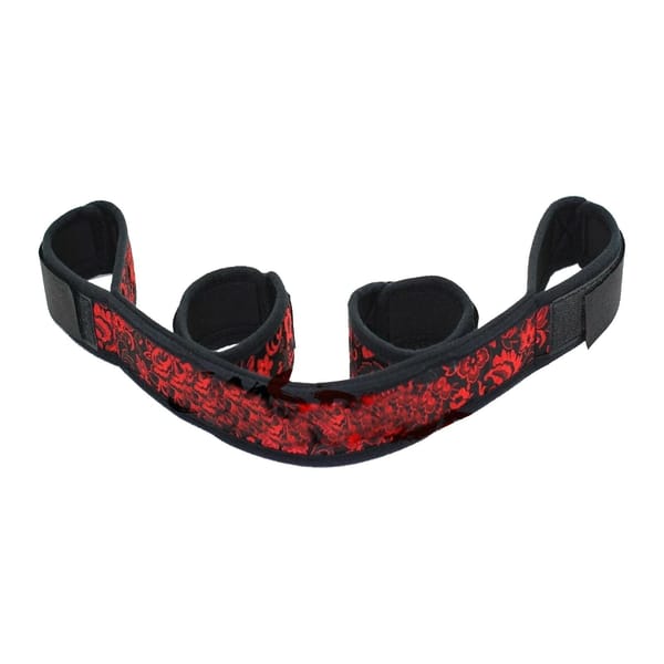 House of Dasein Floral Spreader Bar Restraint Set With Handcuffs & Ankle Cuffs Red House of Dasein