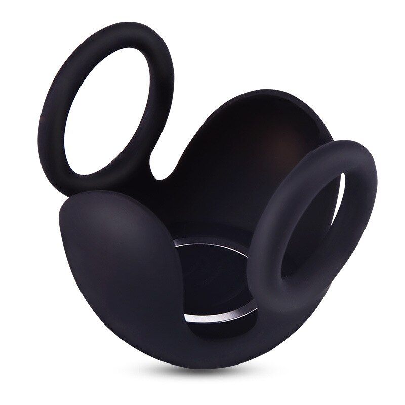 House Of Dasein Black Stretchy Cock 10 Speeds Testicle Vibrator Rechargeable Penis Rings - Black Main image