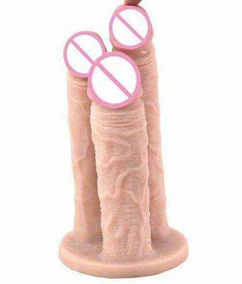 House Of Dasein Big Three Dildo Dong Triple Penetration Purple Brown Flesh Realistic Penis Large - Khaki