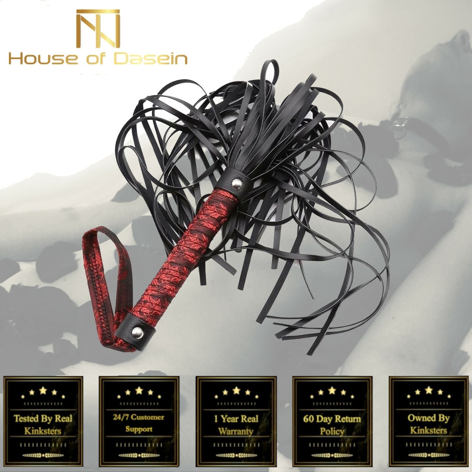 House Of Dasein Bondage Beginners Black Flogger Sensation Tickle Bdsm Fetish - Black