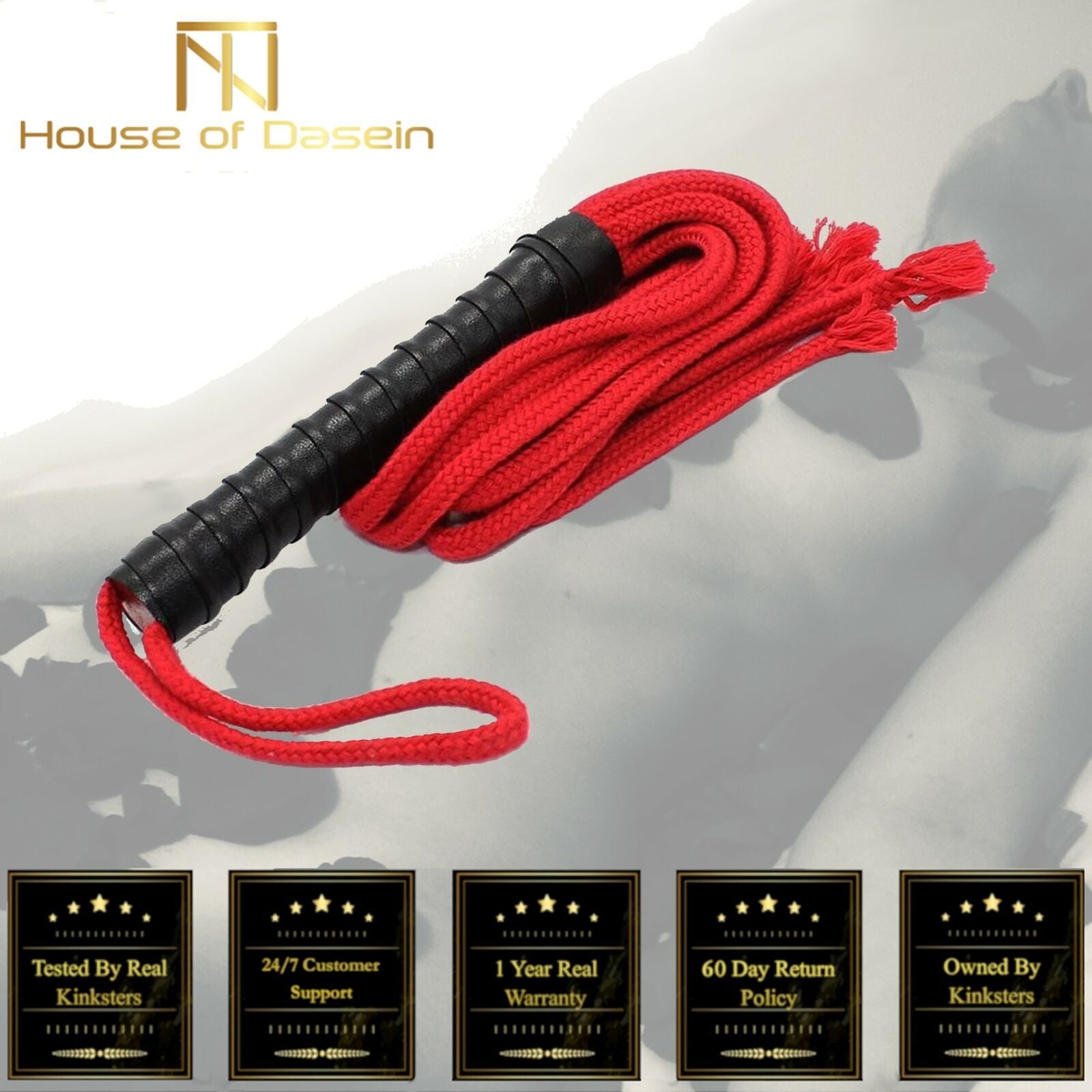 House Of Dasein Soft Rope Flogger Bdsm Sex Whips Spanking Fetish Impact Toys Dominant Submissive - Red