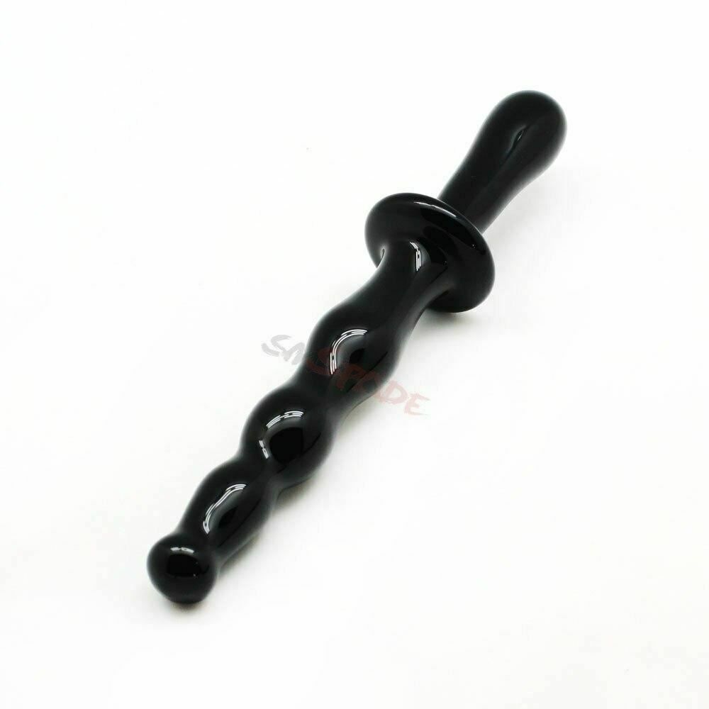 House Of Dasein Black Glass Anal Beads Butt Plug Double Ended Dildo Bdsm Fetish - Black