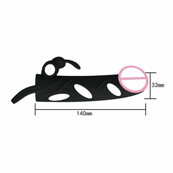 House of Dasein Penis Sleeve With Rabbit Vibrator & Cock Ring Black Secondary image