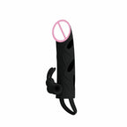 House of Dasein Penis Sleeve With Rabbit Vibrator & Cock Ring Black House of Dasein